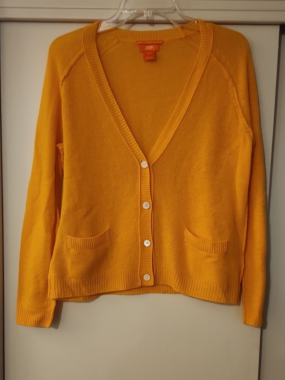 Joe Fresh Women's Light orange kashmir V-Neck Button Cardigan Sweater